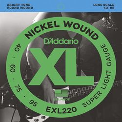 D`Addario EXL220  Струны для бас-гитары Nickel Wound 40-95, Super Light