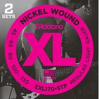 D`Addario EXL170-5TP  Струны для 5-струнной бас-гитары Nickel Wound 45-130, Light (2 комплекта)