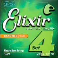 Elixir 14077 NanoWeb  струны для бас-гитары Medium 45-105