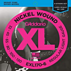 D`Addario EXL170-6  Струны для 6-струнной бас-гитары Nickel Woundt 32-130, Regular Light