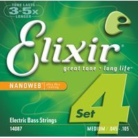 Elixir 14087 NanoWeb  струны для бас-гитары Medium 45-105 Extra Long Scale