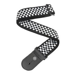 Planet Waves 50C02  гитарный ремень "Check Mate", 50 мм, ткань, кожаные наконечники 