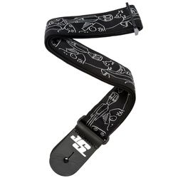 Planet Waves 50JS05  ремень гитарный Joe Satriani "Silver Scetches", нейлон, кожаные наконечники