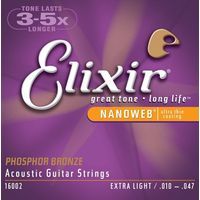 Elixir 16002 NanoWeb  струны для акустической гитары Extra Light 10-47, фосфор/бронза