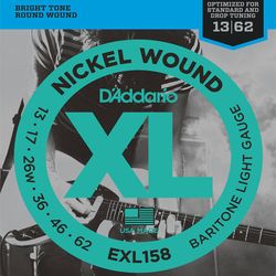 D`Addario EXL158  Cтруны для электрогитары баритон Nickel Wound, никель, 13-62, Baritone Light