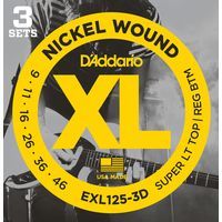 D`Addario EXL125-3D  Cтруны для электрогитары Nickel Wound, никель, 9-46, Light/Reg (3 комплекта)