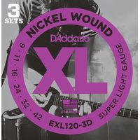 D`Addario EXL120-3D  Cтруны для электрогитары Nickel Wound, никель, 9-42, Super Light (3 комплекта)