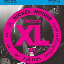 D`Addario EXL170S  Cтруны для бас-гитары Nickel Wound 45-100, Short Scale, 30"-31"