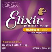 Elixir 16102 NanoWeb  струны для акустич. гитары Medium 13-56, фосфор/бронза