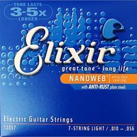 Elixir 12057 NanoWeb  струны для 7-ми струнной электрогитары Light 10-56