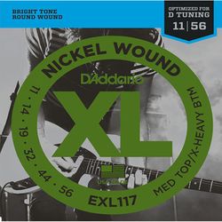 D`Addario EXL117  Cтруны для электрогитары Nickel Wound,никель,11-56, Medium, для пониженного строя