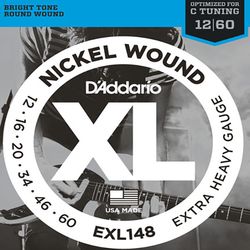 D`Addario EXL148  Cтруны для электрогитары Nickel Wound, никель, 12-60, Extra Heavy, Drop C