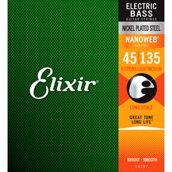 Elixir 14207 NanoWeb  струны для 5-струнной бас-гитары Medium 45-135