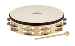 Nino Percussion NINO26 SALE  тамбурин деревянный 10", двухрядный, сталь, мембрана-пластик