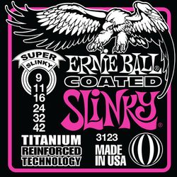 Ernie Ball 3123  струны для электрогитары Coated Electric Titanium RPS Super Slinky 9-42