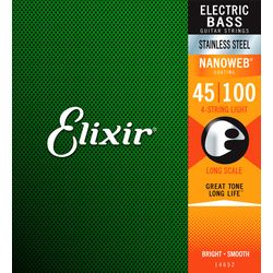 Elixir 14652 NanoWeb  струны для бас-гитары Light 45-100, сталь