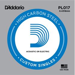 D`Addario PL017  отдельная струна ,017" из стали без обмотки для акустической и электрической гитары