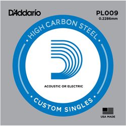 D`Addario PL009  отдельная струна ,009" из стали без обмотки для акустической и электрической гитары