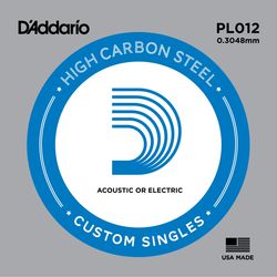 D`Addario PL012  отдельная струна ,012" из стали без обмотки для акустической и электрической гитары