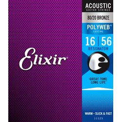 Elixir 11125 PolyWeb  струны для резонаторной гитары 16-56 бронза 80/20