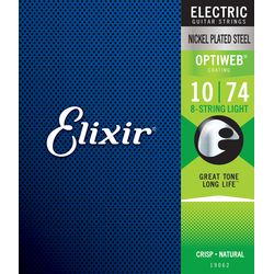 Elixir 19062 OptiWeb  струны для 8-ми струнной электрогитары Light 10-74