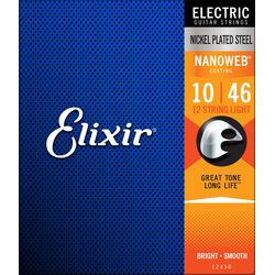 Elixir 12450 NanoWeb  струны для 12-струнной электрогитары Light 10-46