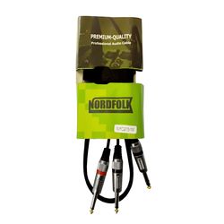 NordFolk NYC275/1M  кабель инсертный 6,35 Jack stereo <=> 2 x 6,35 Jack mono, металл разъёмы, 1 м.