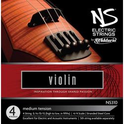 D'Addario NS310  Комплект струн для электроскрипки 4/4 NS, Medium Tension