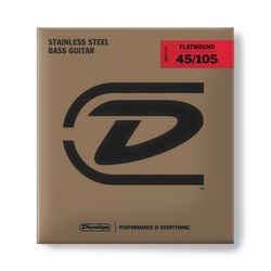 Dunlop DBFS45105 Stainless Steel Flatwound  струны для бас-гитары, 45-105, Long Scale