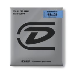 Dunlop DBSBS45125M Super Bright Steel  струны для 5 стр. бас-гитары, сталь,45-125,Med.Scale,32"
