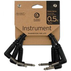 Planet Waves PW-CGTP-305  патч-кабели для педалей Jack-Jack, угловые, 15 см, неразборные, 3 шт.