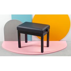 Hidrau X30 Black Polish  банкетка, черная полированная, сидение черный кожзам