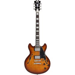 D'Angelico Premier Mini DC Dark Iced Tea Burst  полуакустическая гитара с чехлом, форма 339