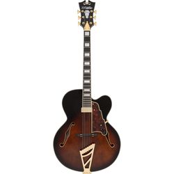 D'Angelico Premier EXL-1 Brown Burst  полуакустическая гитара с чехлом, форма 335, цвет коричневый