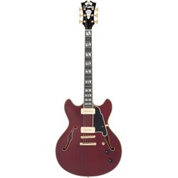D'Angelico Deluxe DC Satin Trans Wine  полуакустическая гитара с кейсом, форма 335, цвет бордовый