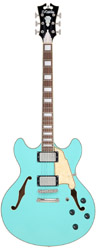 D'Angelico Premier DC Surf Green  полуакустическая гитара, форма ES-335, цвет зеленый